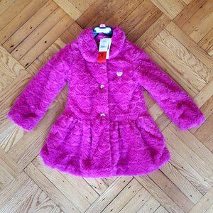 Super Cute NWT Girls Juicy Couture Pink Faux Fur Coat sz 6